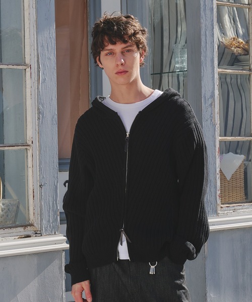 Regen Glanz（レーゲングランツ）の「rib knit double zip hoodie / リブニットダブルジップフーディー（パーカー・メンズ・パープル系その他/ブラック/グリーン系その他・SMALL/LARGE/MEDIUM）」の19枚目の写真