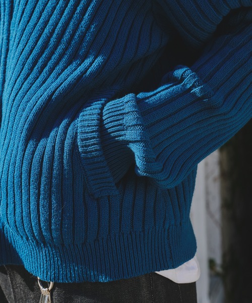 Regen Glanz（レーゲングランツ）の「rib knit double zip hoodie / リブニットダブルジップフーディー（パーカー・メンズ・パープル系その他/ブラック/グリーン系その他・SMALL/LARGE/MEDIUM）」の4枚目の写真