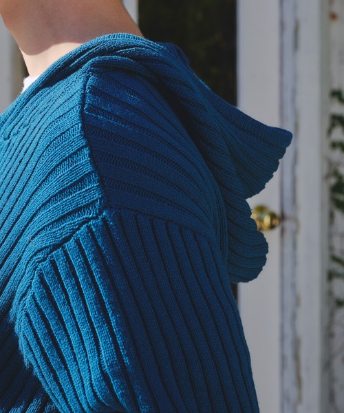 Regen Glanz（レーゲングランツ）の「rib knit double zip hoodie / リブニットダブルジップフーディー（パーカー・メンズ・パープル系その他/ブラック/グリーン系その他・SMALL/LARGE/MEDIUM）」の5枚目の写真