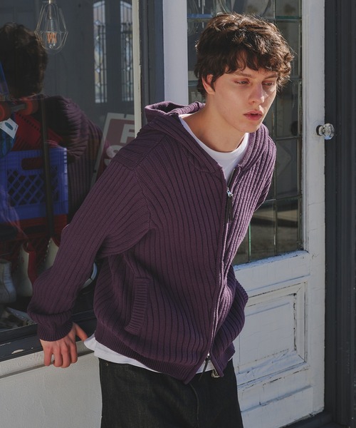 Regen Glanz（レーゲングランツ）の「rib knit double zip hoodie / リブニットダブルジップフーディー（パーカー・メンズ・パープル系その他/ブラック/グリーン系その他・SMALL/LARGE/MEDIUM）」の11枚目の写真