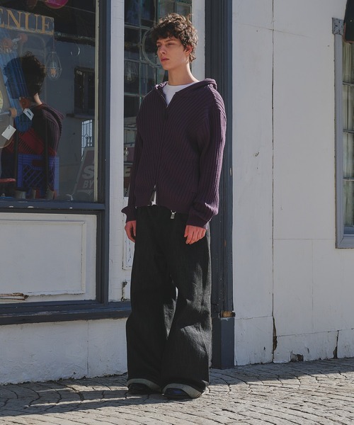 Regen Glanz（レーゲングランツ）の「rib knit double zip hoodie / リブニットダブルジップフーディー（パーカー・メンズ・パープル系その他/ブラック/グリーン系その他・SMALL/LARGE/MEDIUM）」の13枚目の写真