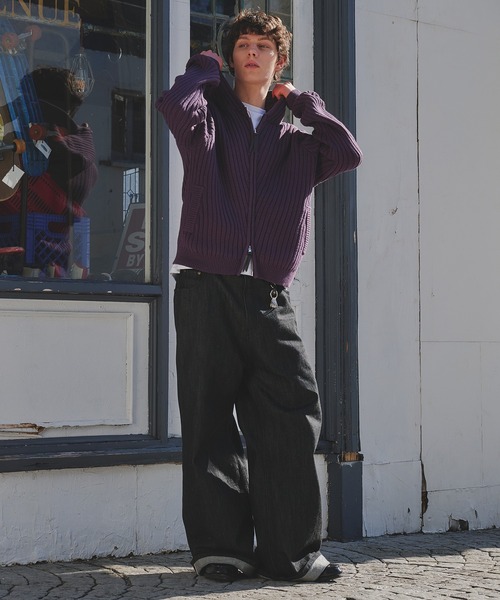 Regen Glanz（レーゲングランツ）の「rib knit double zip hoodie / リブニットダブルジップフーディー（パーカー・メンズ・パープル系その他/ブラック/グリーン系その他・SMALL/LARGE/MEDIUM）」の16枚目の写真