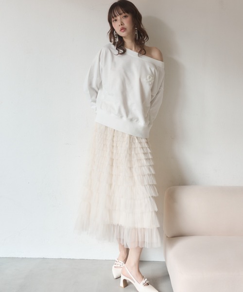Nadana（ナダナ）の「チュールフリルスカート（スカート・レディース・グレー/アイボリー/ブラック・FREE）」の14枚目の写真