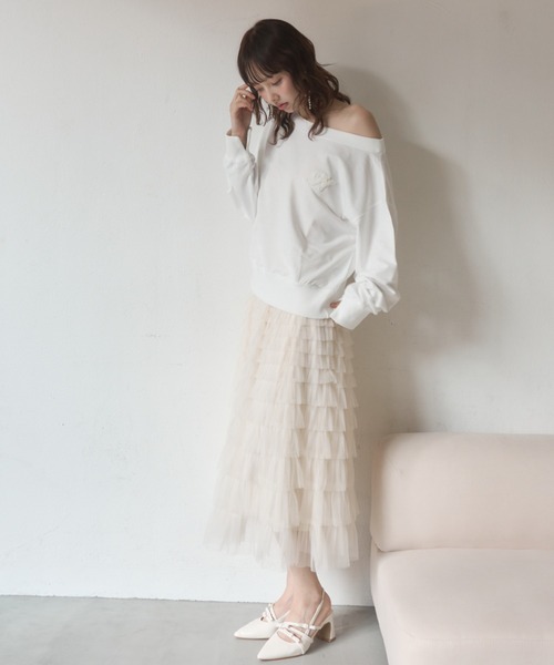Nadana（ナダナ）の「チュールフリルスカート（スカート・レディース・グレー/アイボリー/ブラック・FREE）」の15枚目の写真