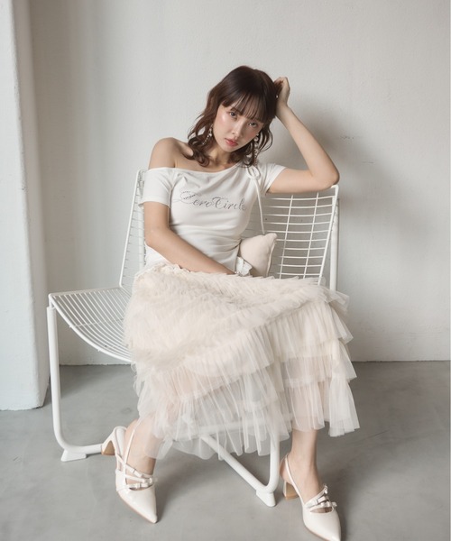 Nadana（ナダナ）の「チュールフリルスカート（スカート・レディース・グレー/アイボリー/ブラック・FREE）」の13枚目の写真