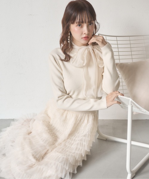 Nadana（ナダナ）の「チュールフリルスカート（スカート・レディース・グレー/アイボリー/ブラック・FREE）」の12枚目の写真