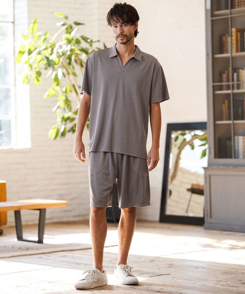 CAMBIO（カンビオ）の「mhs2513- Honeycomb Like Skipper Polo Shirt スキッパーポロシャツ(2026GIM-004)（ポロシャツ・メンズ・チャコール/ブラック/ホワイト・S/M/L）」の7枚目の写真
