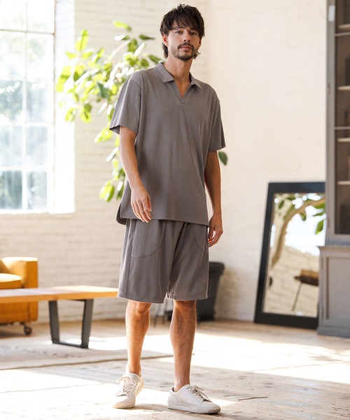 CAMBIO（カンビオ）の「mhs2513- Honeycomb Like Skipper Polo Shirt スキッパーポロシャツ(2026GIM-004)（ポロシャツ・メンズ・チャコール/ブラック/ホワイト・S/M/L）」の9枚目の写真