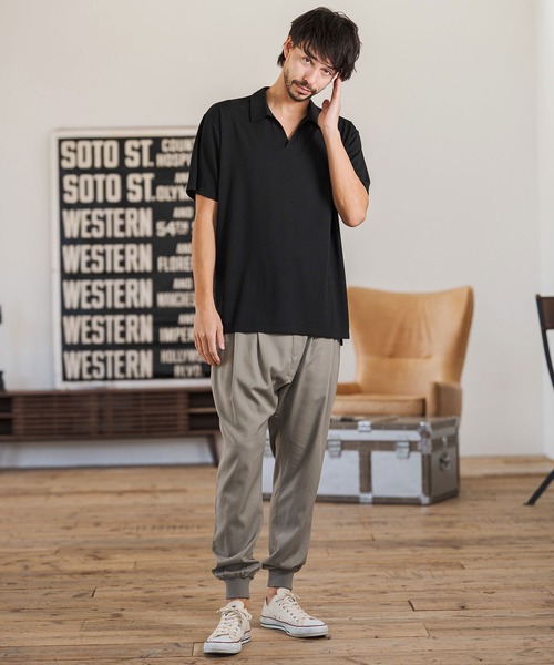 CAMBIO（カンビオ）の「mhs2513- Honeycomb Like Skipper Polo Shirt スキッパーポロシャツ(2026GIM-004)（ポロシャツ・メンズ・チャコール/ブラック/ホワイト・S/M/L）」の21枚目の写真
