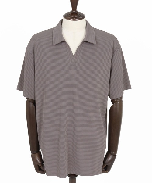 CAMBIO（カンビオ）の「mhs2513- Honeycomb Like Skipper Polo Shirt スキッパーポロシャツ(2026GIM-004)（ポロシャツ・メンズ・チャコール/ブラック/ホワイト・S/M/L）」の22枚目の写真