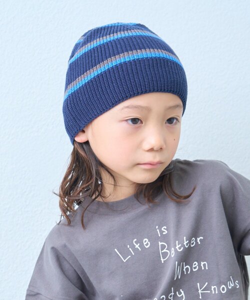 CIAOPANIC TYPY（チャオパニックティピー）の「【KIDS】コットンリブニットビーニー（ニットキャップ/ビーニー・キッズ・ネイビー/グレー/オフホワイト/イエロー・ONE SIZE）」の8枚目の写真