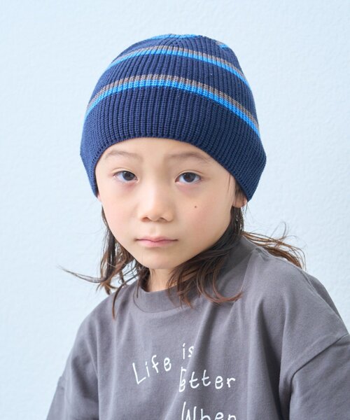 CIAOPANIC TYPY（チャオパニックティピー）の「【KIDS】コットンリブニットビーニー（ニットキャップ/ビーニー・キッズ・ネイビー/グレー/オフホワイト/イエロー・ONE SIZE）」の9枚目の写真