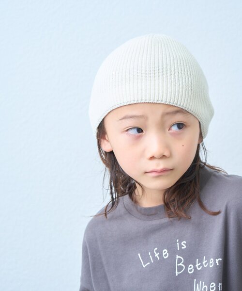 CIAOPANIC TYPY（チャオパニックティピー）の「【KIDS】コットンリブニットビーニー（ニットキャップ/ビーニー・キッズ・ネイビー/グレー/オフホワイト/イエロー・ONE SIZE）」の16枚目の写真
