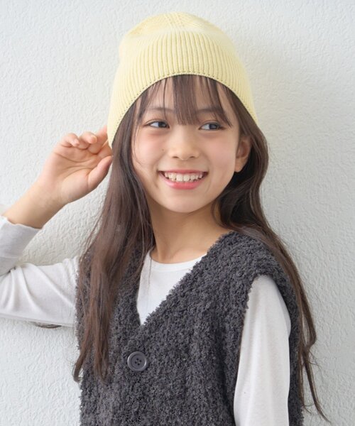 CIAOPANIC TYPY（チャオパニックティピー）の「【KIDS】コットンリブニットビーニー（ニットキャップ/ビーニー・キッズ・ネイビー/グレー/オフホワイト/イエロー・ONE SIZE）」の19枚目の写真