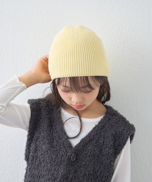 CIAOPANIC TYPY（チャオパニックティピー）の「【KIDS】コットンリブニットビーニー（ニットキャップ/ビーニー・キッズ・ネイビー/グレー/オフホワイト/イエロー・ONE SIZE）」の21枚目の写真