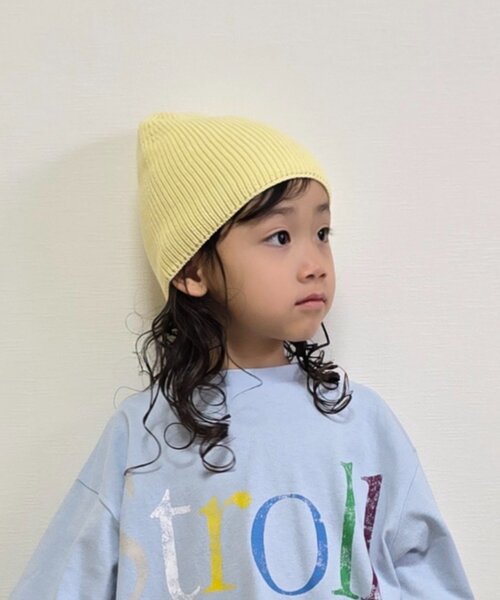 CIAOPANIC TYPY（チャオパニックティピー）の「【KIDS】コットンリブニットビーニー（ニットキャップ/ビーニー・キッズ・ネイビー/グレー/オフホワイト/イエロー・ONE SIZE）」の9枚目の写真