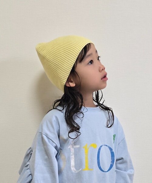 CIAOPANIC TYPY（チャオパニックティピー）の「【KIDS】コットンリブニットビーニー（ニットキャップ/ビーニー・キッズ・ネイビー/グレー/オフホワイト/イエロー・ONE SIZE）」の11枚目の写真