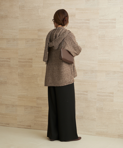 plage（プラージュ）の「3G ミックスフードマフラー（ストール/ショール・レディース・ブラウン/ベージュ・FREE）」の7枚目の写真