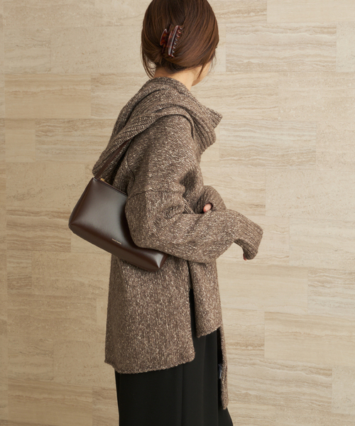 plage（プラージュ）の「3G ミックスフードマフラー（ストール/ショール・レディース・ブラウン/ベージュ・FREE）」の11枚目の写真