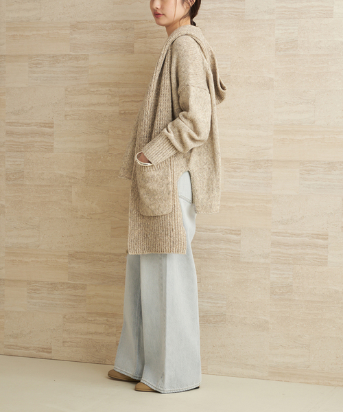 plage（プラージュ）の「3G ミックスフードマフラー（ストール/ショール・レディース・ブラウン/ベージュ・FREE）」の14枚目の写真