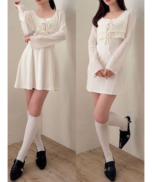 RESEXXY(リゼクシー)の「カットアンサンブルミニワンピース(ワンピース・レディース・アイボリー/ベージュ/その他1・SMALL/MEDIUM)」の2枚目の写真