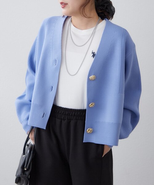 Remind me and forever（リマインドミーアンドフォーエバー）の「【2デザイン】ニュアンス釦カーディガン（カーディガン/ボレロ・レディース・イエロー/ピンク/ブラック/アイボリー/ネイビー/ブルー・FREE）」の4枚目の写真