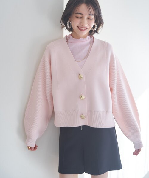 Remind me and forever（リマインドミーアンドフォーエバー）の「【2デザイン】ニュアンス釦カーディガン（カーディガン/ボレロ・レディース・イエロー/ピンク/ブラック/アイボリー/ネイビー/ブルー・FREE）」の14枚目の写真