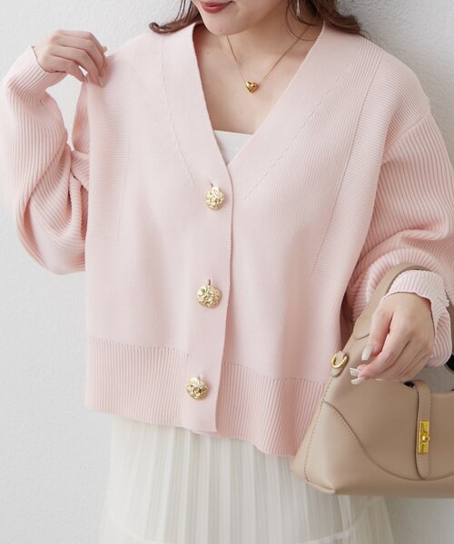 Remind me and forever（リマインドミーアンドフォーエバー）の「【2デザイン】ニュアンス釦カーディガン（カーディガン/ボレロ・レディース・イエロー/ピンク/ブラック/アイボリー/ネイビー/ブルー・FREE）」の16枚目の写真