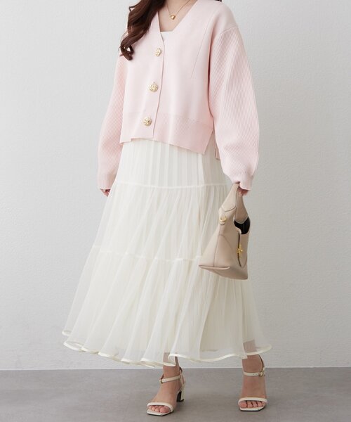 Remind me and forever（リマインドミーアンドフォーエバー）の「【2デザイン】ニュアンス釦カーディガン（カーディガン/ボレロ・レディース・イエロー/ピンク/ブラック/アイボリー/ネイビー/ブルー・FREE）」の18枚目の写真