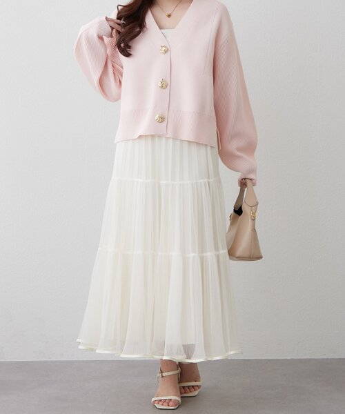 Remind me and forever（リマインドミーアンドフォーエバー）の「【2デザイン】ニュアンス釦カーディガン（カーディガン/ボレロ・レディース・イエロー/ピンク/ブラック/アイボリー/ネイビー/ブルー・FREE）」の19枚目の写真