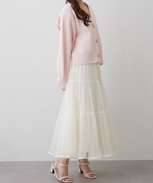 Remind me and forever（リマインドミーアンドフォーエバー）の「【2デザイン】ニュアンス釦カーディガン（カーディガン/ボレロ・レディース・イエロー/ピンク/ブラック/アイボリー/ネイビー/ブルー・FREE）」の20枚目の写真