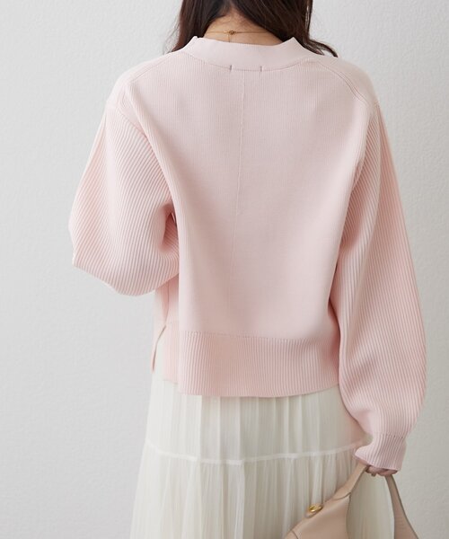 Remind me and forever（リマインドミーアンドフォーエバー）の「【2デザイン】ニュアンス釦カーディガン（カーディガン/ボレロ・レディース・イエロー/ピンク/ブラック/アイボリー/ネイビー/ブルー・FREE）」の21枚目の写真