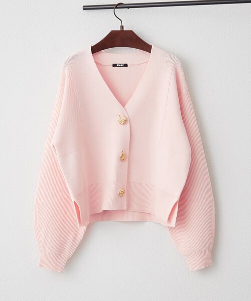 Remind me and forever（リマインドミーアンドフォーエバー）の「【2デザイン】ニュアンス釦カーディガン（カーディガン/ボレロ・レディース・イエロー/ピンク/ブラック/アイボリー/ネイビー/ブルー・FREE）」の22枚目の写真