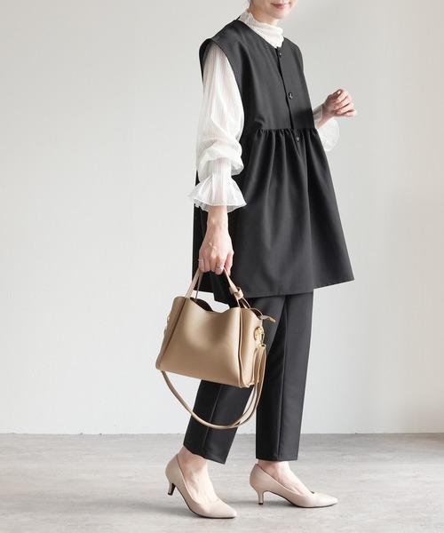 reca（レカ）の「ショルダー付きハンドバック（ショルダーバッグ・レディース・ベージュ/ブラック・ONE SIZE）」の5枚目の写真