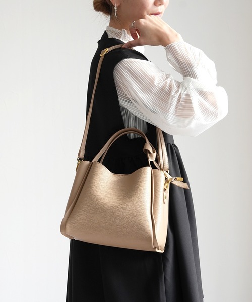 reca（レカ）の「ショルダー付きハンドバック（ショルダーバッグ・レディース・ベージュ/ブラック・ONE SIZE）」の7枚目の写真