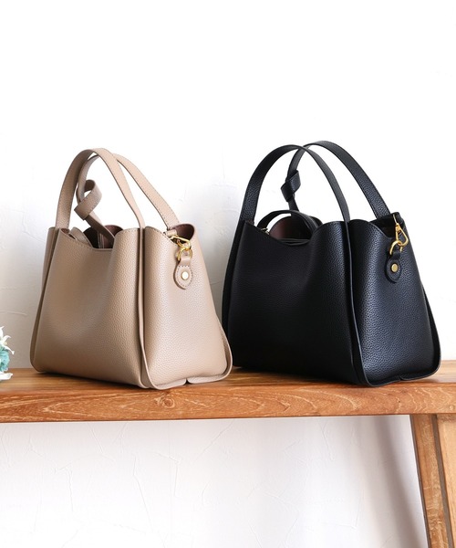 reca（レカ）の「ショルダー付きハンドバック（ショルダーバッグ・レディース・ベージュ/ブラック・ONE SIZE）」の14枚目の写真