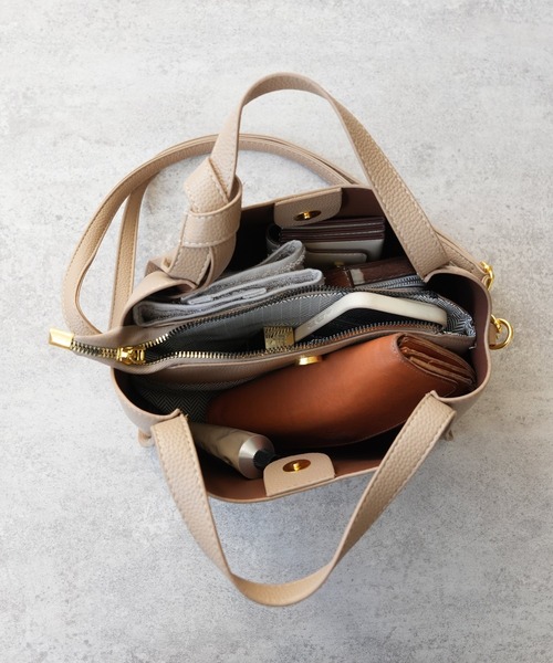 reca（レカ）の「ショルダー付きハンドバック（ショルダーバッグ・レディース・ベージュ/ブラック・ONE SIZE）」の17枚目の写真