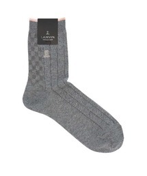 LANVIN collection（ランバン コレクション）の「LANVIN COLLECTION オーガニックコットン混 アシンメトリーリンクス ミドルソックス  02412142（ソックス/靴下）」