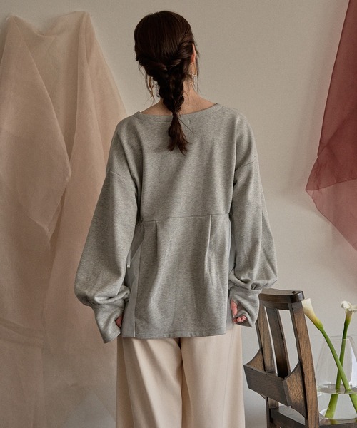 mideal(マイディール)の「peplum sweatshirt cardigan / ペプラムスウェットカーディガン(スウェット・レディース・グレー/アイボリー・FREE)」の5枚目の写真