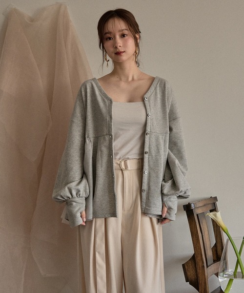 mideal(マイディール)の「peplum sweatshirt cardigan / ペプラムスウェットカーディガン(スウェット・レディース・グレー/アイボリー・FREE)」の11枚目の写真