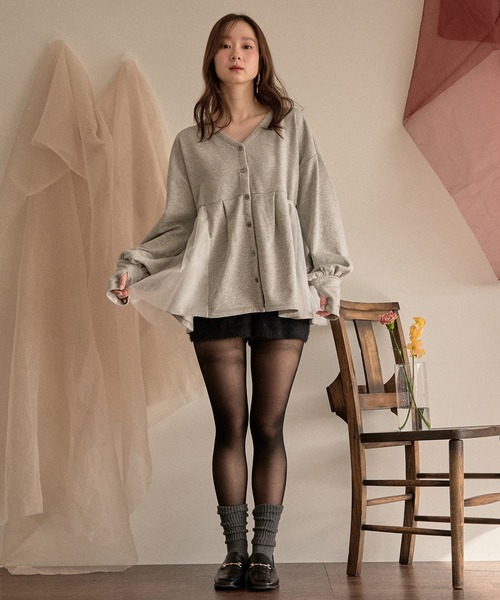 mideal(マイディール)の「peplum sweatshirt cardigan / ペプラムスウェットカーディガン(スウェット・レディース・グレー/アイボリー・FREE)」の21枚目の写真