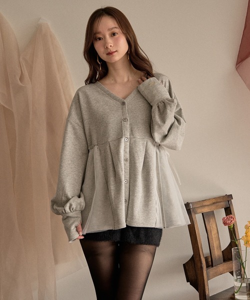 mideal(マイディール)の「peplum sweatshirt cardigan / ペプラムスウェットカーディガン(スウェット・レディース・グレー/アイボリー・FREE)」の14枚目の写真