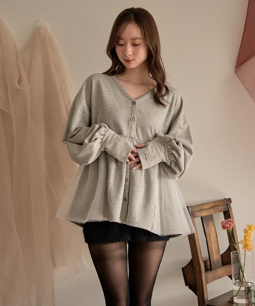 mideal(マイディール)の「peplum sweatshirt cardigan / ペプラムスウェットカーディガン(スウェット・レディース・グレー/アイボリー・FREE)」の15枚目の写真