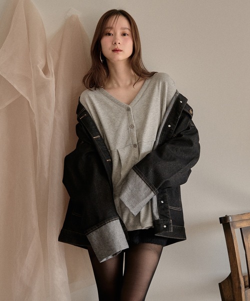 mideal(マイディール)の「peplum sweatshirt cardigan / ペプラムスウェットカーディガン(スウェット・レディース・グレー/アイボリー・FREE)」の22枚目の写真