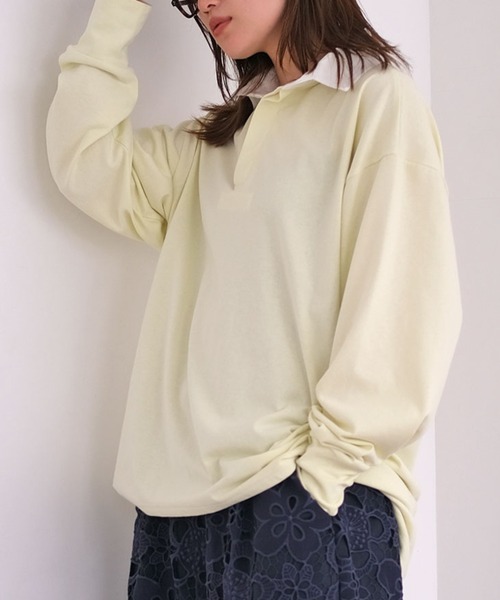 AKTE（アクテ）の「コットンラガーシャツ（シャツ/ブラウス・レディース・ライム/ブラウン・FREE）」の2枚目の写真