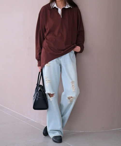 AKTE（アクテ）の「コットンラガーシャツ（シャツ/ブラウス・レディース・ライム/ブラウン・FREE）」の3枚目の写真