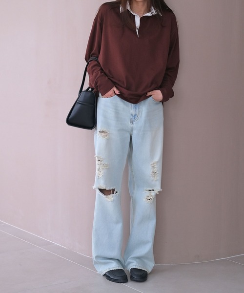 AKTE（アクテ）の「コットンラガーシャツ（シャツ/ブラウス・レディース・ライム/ブラウン・FREE）」の6枚目の写真