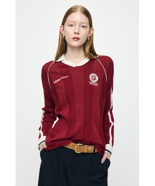 MOUSSY（マウジー）の「KNIT GAME シャツ（ニット/セーター・レディース・バーガンディー/ライトイエロー/アイボリー/ネイビー・FREE）」の4枚目の写真