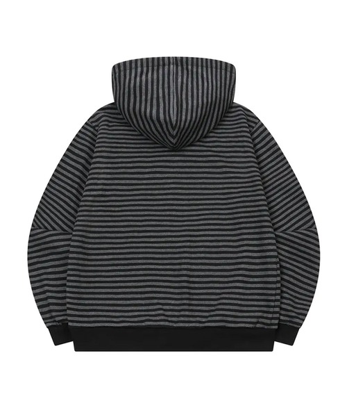 MUCENT(ムセント)の「◇MUCENT◇ブランド直輸入正規品/ FLEA STRIPE HOOD ZIP-UP フレアストライプフードジップアップ 男女共用(パーカー・レディース・チャコール・FREE)」の2枚目の写真