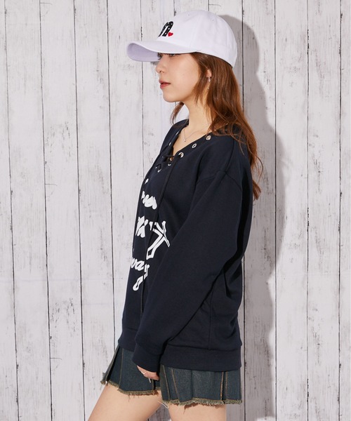GORGE(ゴージ)の「《編み上げデザイン×裏毛素材》トレーナー/秋冬春/全3色(スウェット・レディース・オフホワイト/グレー/ネイビー・F)」の10枚目の写真